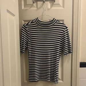 Madewell Navy and White Striped Knit Top